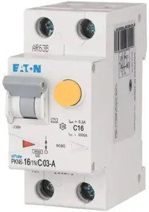 Circuit breaker EATON Kombiafbryder 1-pole + neutral 16A C-characteristic 6 kA 300 mA Class A