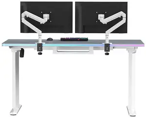 Игровой стол Ultradesk QUEST 140×70 см регулируемый по высоте 72–120 см бело‑серый