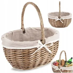 Pītas piknika grozs WickerPL 40×31×40 cm no vītola, taisnstūra ar rokturi
