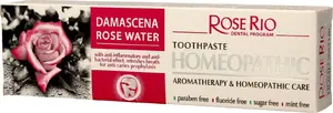 Zobu pasta Rose Rio Homeopathic Damascena Rose Water 65 ml — mutes higiēnai, maiga formula
