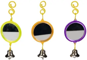 Bird toy BEEZTEES mirror with bell 8 x 5.5 cm, hanging accessory for cage