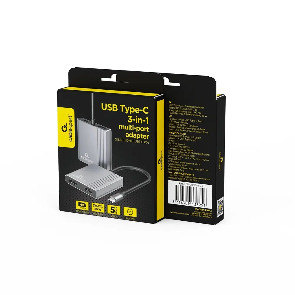 Gembird A-CM-COMBO3-04 USB Type-C 3-in-1 Adapter Photo 6