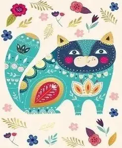 HENRY Karnet mini B8 Kot turkus — greeting card pack, small format, illustrated cat design