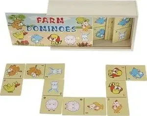 Wooden Picture Domino Puzzle Adar Domino Zwierzątka 543485 – wooden domino tiles with animal illustrations