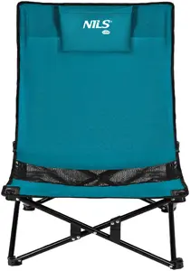 Pludmales krēsls Nils Extreme NC3306, saliekams āra krēsls, zils/melns