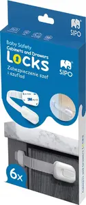 Skapju un atvilktņu drošības slēdzenes SIPO SIPO-SBS-217 — komplekts 6 regulējami slēdzenes