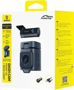 Dash Camera Baseus PrimeTrip VD1 Pro — dual 4K front + 1080p rear, built-in battery, black