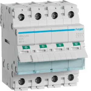 Moduļu atslēdzējs Hager SBN440 40 A 4‑polu DIN sliedei