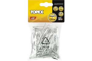 Rivets Topex 4.8×28 mm aluminium, pack of 50 (model 43E509)