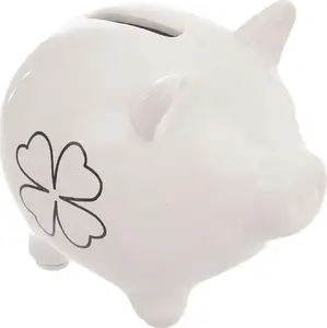 Ceramic Piggy Bank ORION Skarbonka (pig with clover) 10 cm