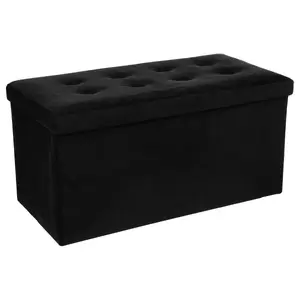 Pufa ATMOSPHERA Adaline Black izšūta 76×38 cm — polsterēts sēdeklis, kompakta otomāna