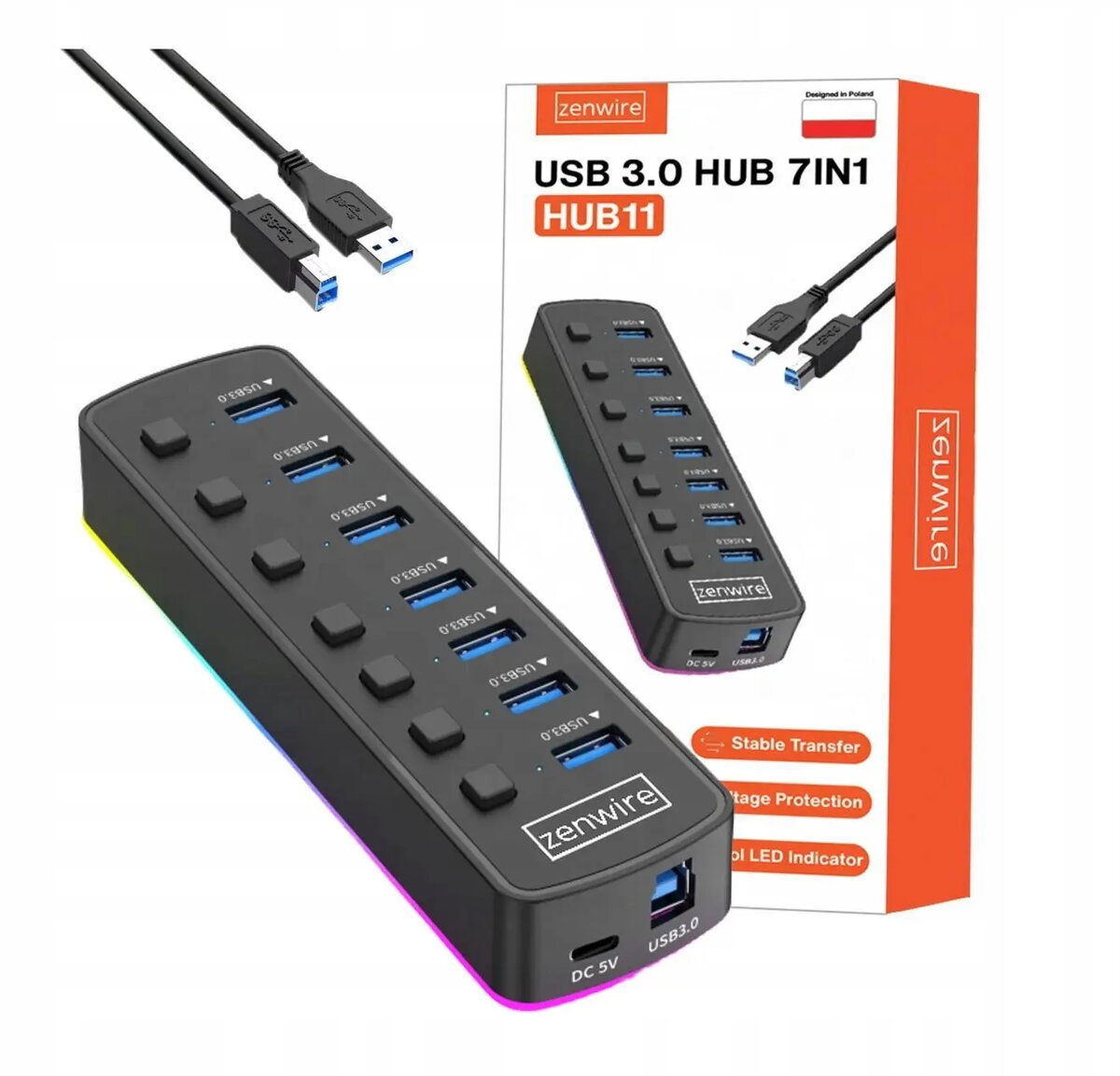 USB hubs zenwire HUB11 — aktīvs