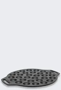 Cast Iron Poffertjes Pan Lumarko POFF30 — small round Dutch pancake mold, heavy-duty stovetop baking pan