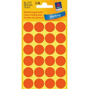 Label stickers Avery Zweckform 18 mm reflective red marking dots, pack MPN 3172