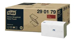Papīra salvetes loksnēs Staples TORK CLASSIC PLUS, zaļas
