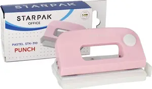 Дырокол STARPAK STK DZI9 — однорядный 0,8 мм, вместимость 80 листов, пастельно-розовый