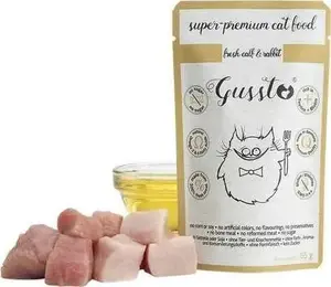 Влажный корм для кошек GUSSTO FRESH CIELĘCINA I KRÓLIK 85 г пауч - взрослые кошки, порционный