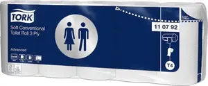 Toilet paper roll Tork 3-ply conventional roll Advanced, brand Tork, MPN 110792