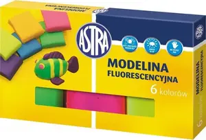Astra fluorescent modeling clay set, 6 colors — Astra Modelina fluorescencyjna 6 kolorów