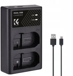 K&F Double USB Battery Charger for Nikon EN-EL15 Series — for D7000/D750/D7500/D850 Cameras