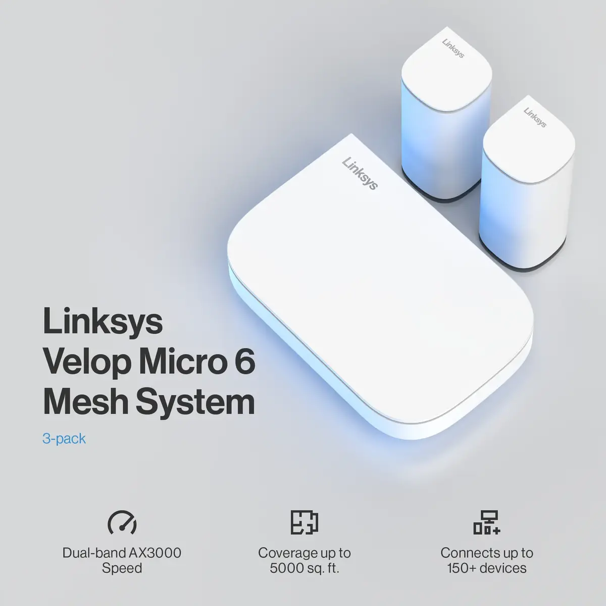 LINKSYS Velop Micro Mesh Wi‑Fi 6, комплект 3 шт. Photo 2