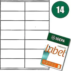 Etiķešu lapas Igepa A4 105 x 41 mm baltas, 100 etiķetes iepakojumā