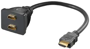 HDMI adapter GOOBAY 2×HDMI (model 68784) — HDMI input to dual HDMI output