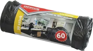 Trash Bags Office Products 60 L HDPE, standard, pack of 50, black