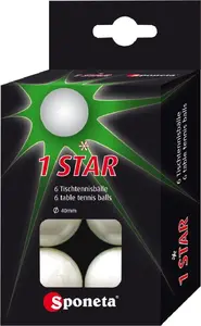 Galda tenisa bumbiņas Sponeta 1 zvaigzne, 6 gab. — 40 mm