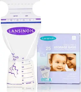 Krūts piena uzglabāšanas maisiņi Lansinoh LAN003 25 gab. × 180 ml, violeti