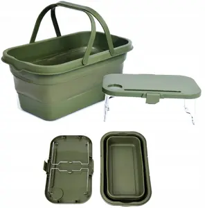 Picnic Basket InnovaGoods PCP16GR — Folding 16 L, 47×29×23.5 cm, 2-in-1 Lid Table, Green