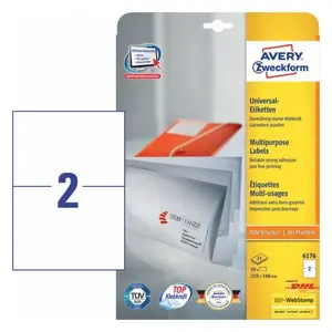 Etiķešu loksnes Avery Zweckform 6176 — 210 × 148 mm, drukājamas loksnes