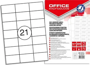 Label sheets Office Products A4 70 x 42.3 mm white, 100 labels