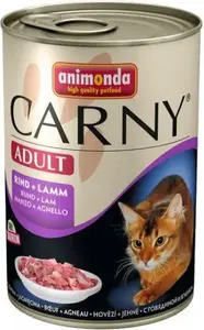 Влажный корм для кошек animonda CARNY 400 г — говядина и ягнёнок, консервированный корм для взрослых кошек