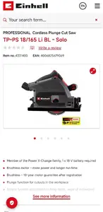 Iegremdējamā zāģa NUTOOL TP-PS 18/165 Li BL – bezvadu 18 V, zāģa disks 165 mm, savietojama ar vadotni