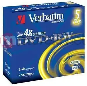 Rewritable DVD+RW disc pack VERBATIM VERDVD20710 — 4.7 GB, 4×, 5 pcs
