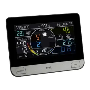Laika stacija TFA View Pro Black DC/akumulators Wi‑Fi — anemometrs, telp./ārp. temperatūra, higrometrs, barometrs