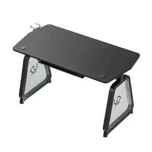 Игровой прямой стол Ultradesk Booster Black, столешница из MDF свободной формы 1360×705×750 мм