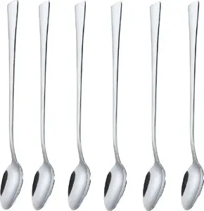Cocktail Spoons KingHoff KH-1341 set of 6, polished finish, for latte and desserts