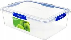 Контейнер для хранения пищи sistema Klip IT Rectangle Plus 7,5 л, прозрачный с синими защёлками