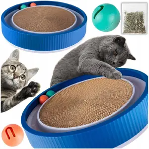 Cardboard Cat Scratcher with Toy Wheel Bituxx ZW3A — corrugated scratch pad and play ring