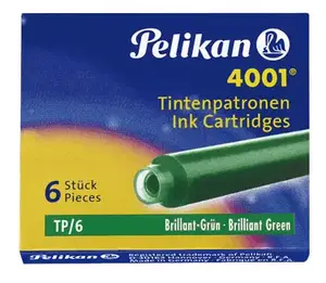 Ink Cartridges Pelikan TP/6 Green, for Fountain Pens, 6 cartridges, green