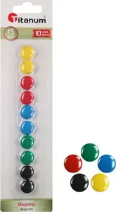 Magnetic Markers (15 mm) Titanum pack of 10 – round whiteboard magnets