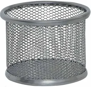 Pen holder Q-Connect metal office set 90×68 mm silver KF15104