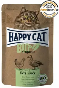 Корм для кошек happy cat All Meat Organic Chicken with Duck, взрослая, 85 г, пауч, беззерновой