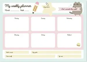 Weekly Planner Pusheen Foodie collection — Pusheen weekly planner BT-BPSA40023