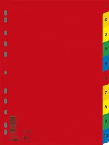 File dividers Donau A4 polypropylene 230×297 mm 1–10 index tabs set (MPN 7712095PL-99)