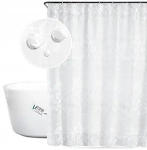 Shower curtain Vilde 180 x 180 cm with hooks — fabric waterproof bathroom curtain