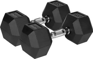 Hantelis Rebel Active Hex ar gumijotu pārklājumu 15 kg — viena sešstūra hantele