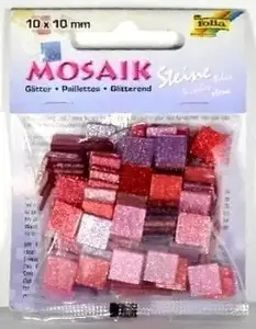KOOPMAN mozaīkas mirdzošie akmentiņi 10x10 mm rozā - dekoratīvi dizaina elementi